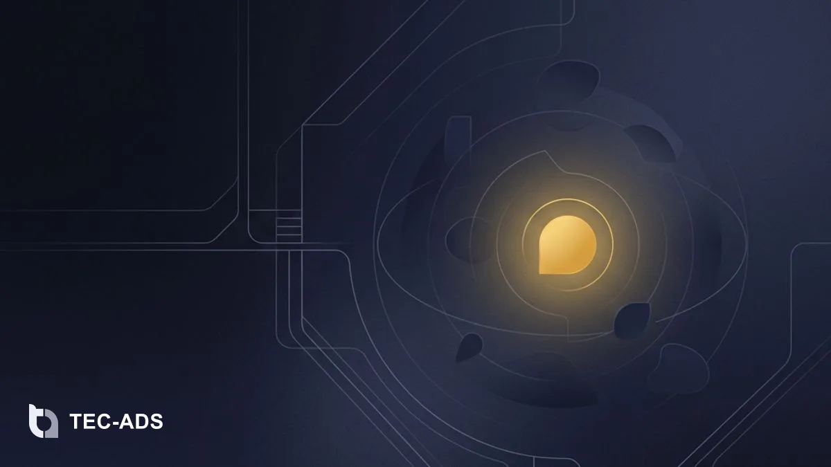 Abstract representation of a voice or waveform rendered as elegant gold linework over deep navy.