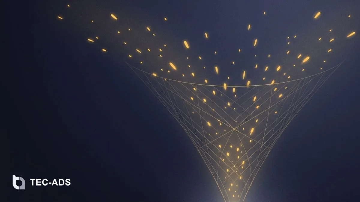 Abstract always-on loop showing a steady gold ring glowing inside deep navy space.